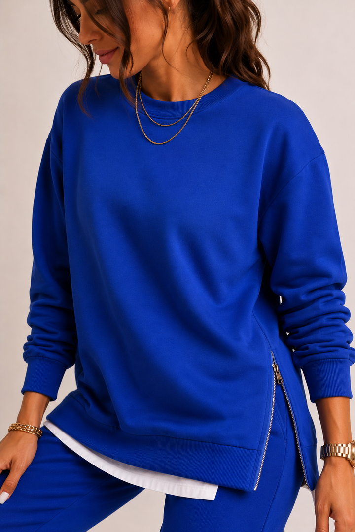 Ensemble femme composé d'un sweat à fentes latérales et d'un pantalon de jogging - Louise