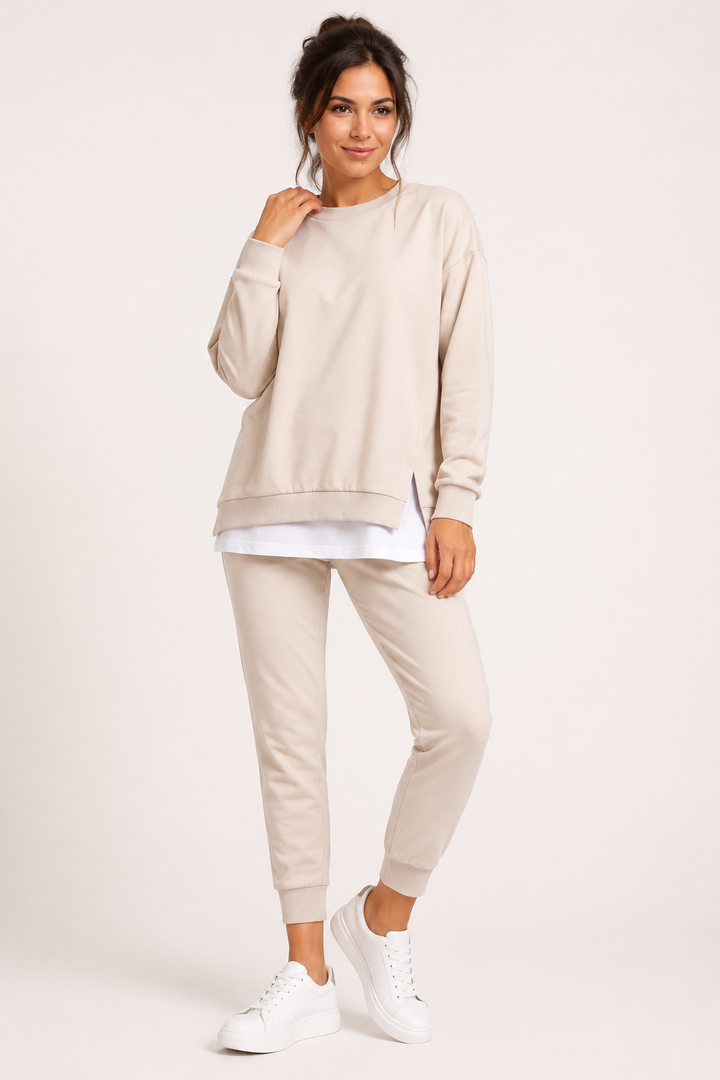 Ensemble femme composé d'un sweat à fentes latérales et d'un pantalon de jogging - Louise