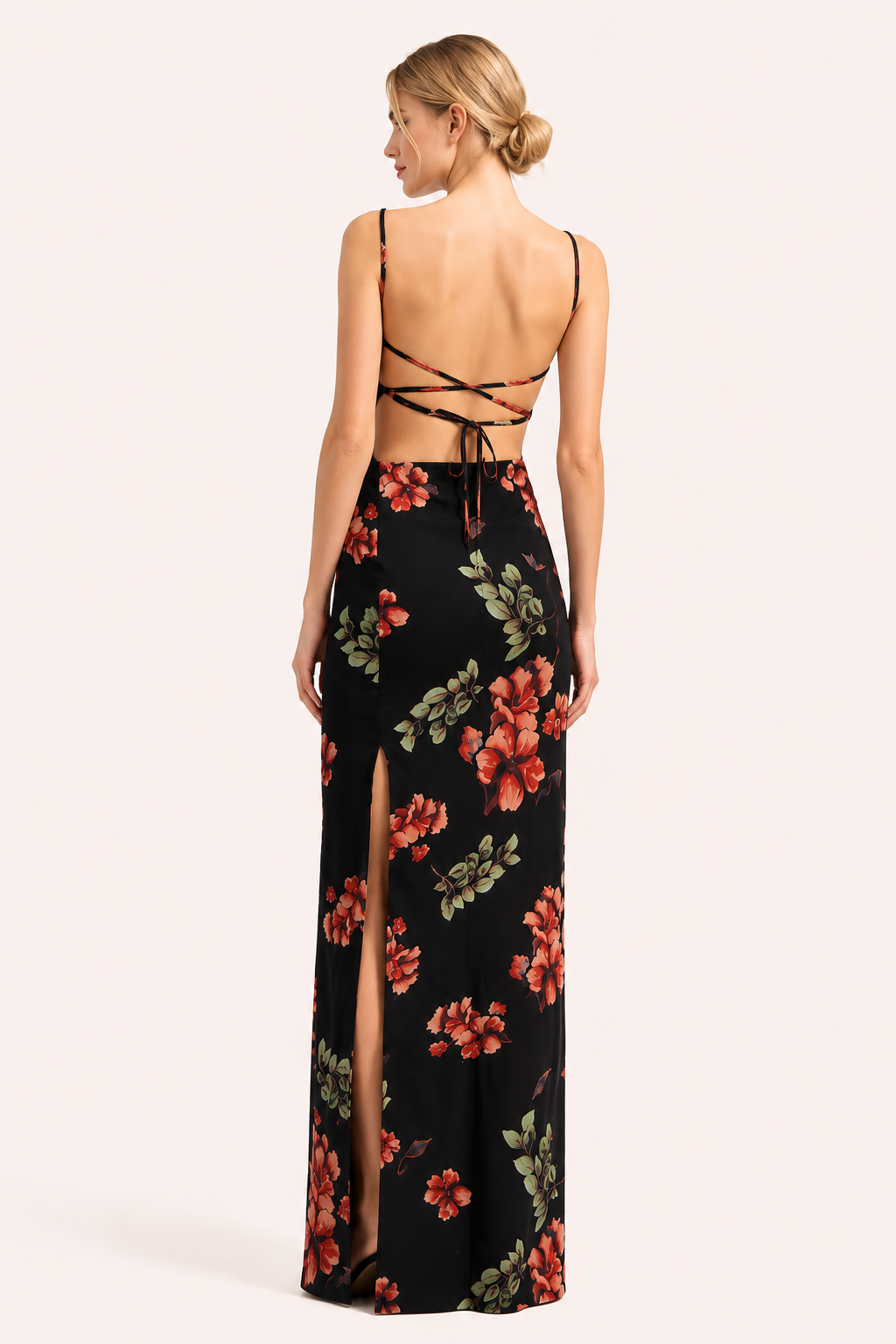 Robe longue à imprimé floral et fines bretelles pour femme - Frieda