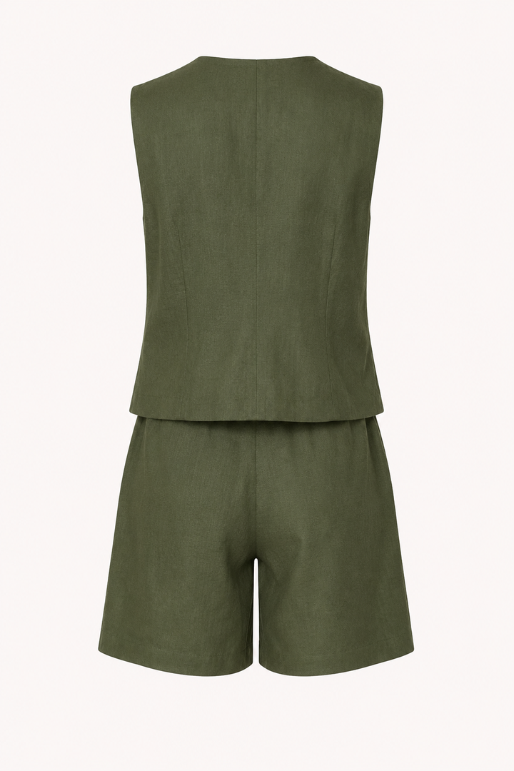 Ensemble gilet et short pour femme en lin et coton - Lotte