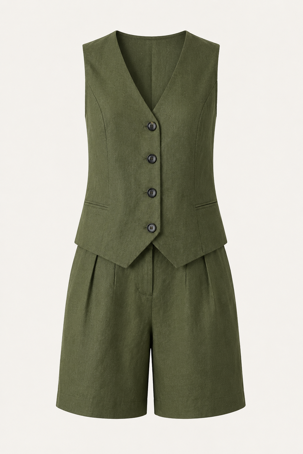 Ensemble gilet et short pour femme en lin et coton - Lotte