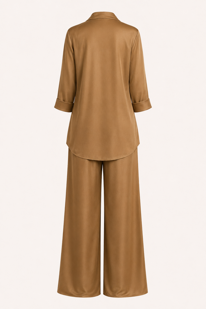 Ensemble chemisier et pantalon pour femme en satin - Kerstin