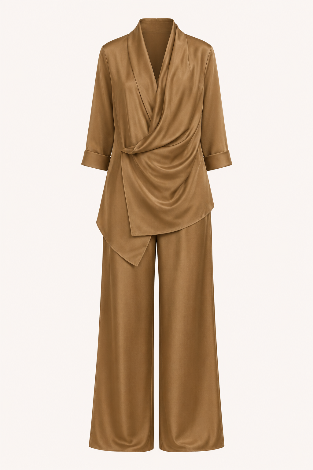 Ensemble chemisier et pantalon pour femme en satin - Kerstin