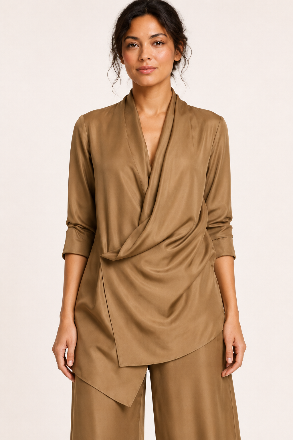 Ensemble chemisier et pantalon pour femme en satin - Kerstin