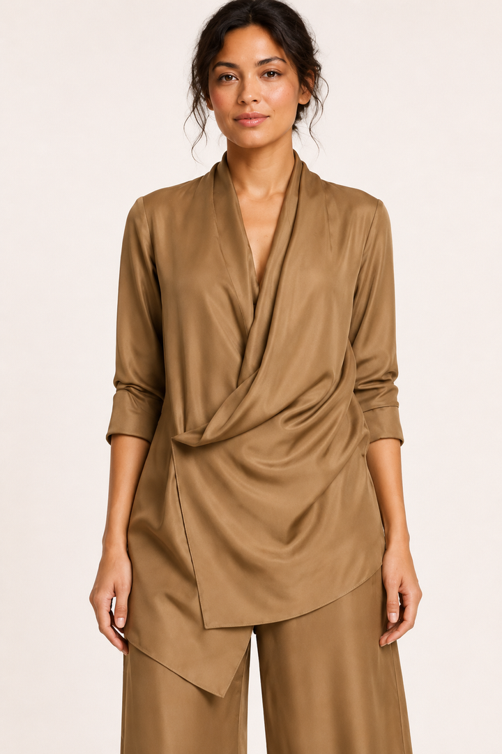 Ensemble chemisier et pantalon pour femme en satin - Kerstin