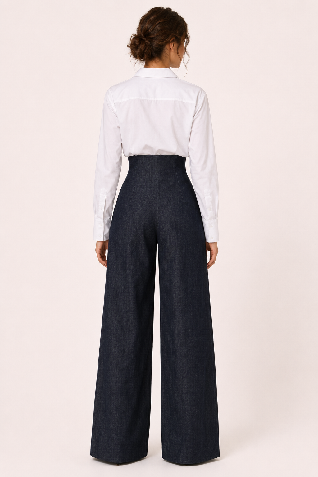 Pantalon femme à jambes larges et taille haute, élégant - Elara