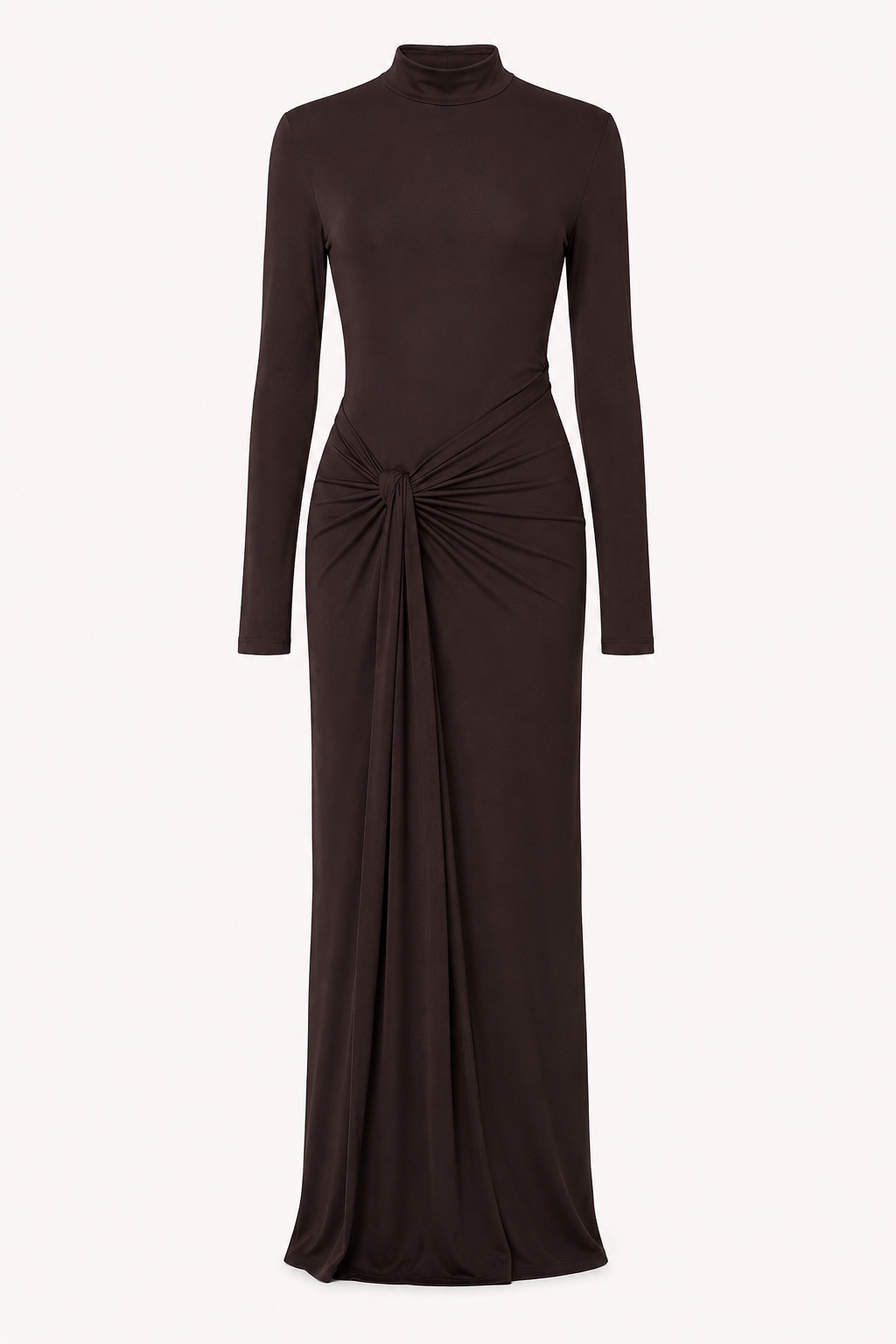 Robe longue à col montant drapée pour femme - Monik
