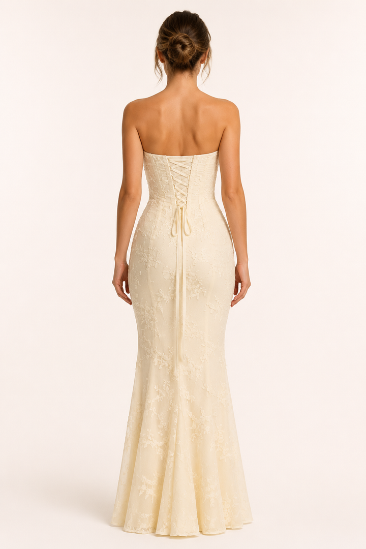 Ensemble femme composé d'un haut corset et d'une jupe longue brodée - Leonie