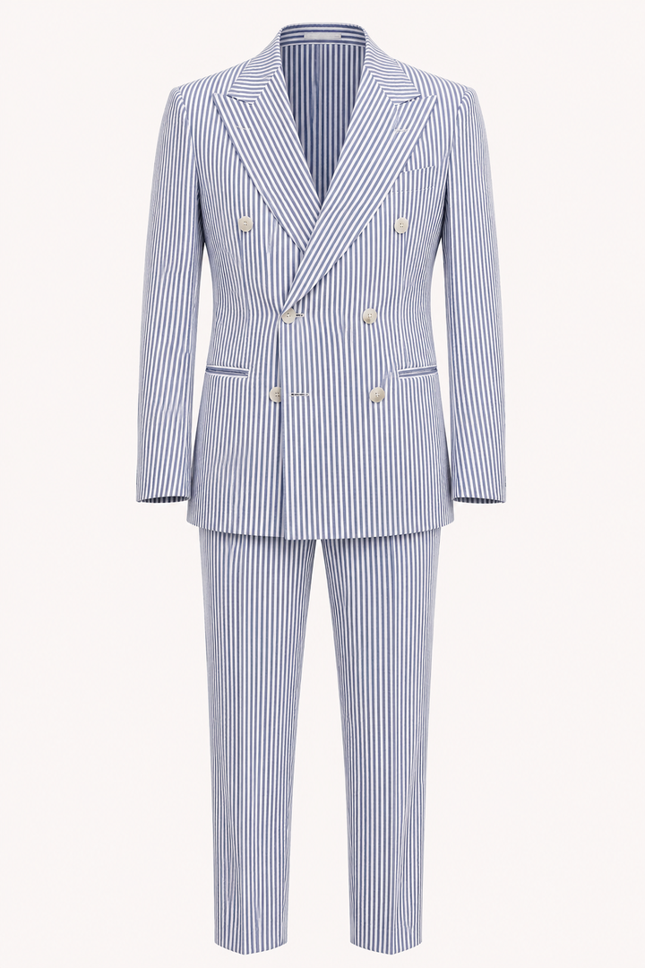 Costume homme à rayures bleu clair, style méditerranéen - Emil