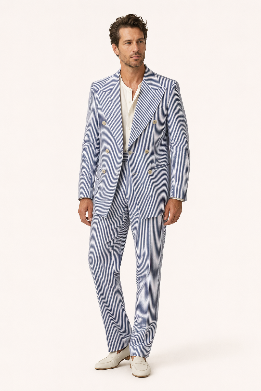 Costume homme à rayures bleu clair, style méditerranéen - Emil