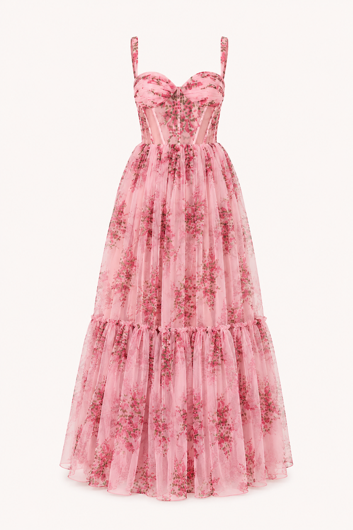 Robe longue femme corset imprimé floral - Elira