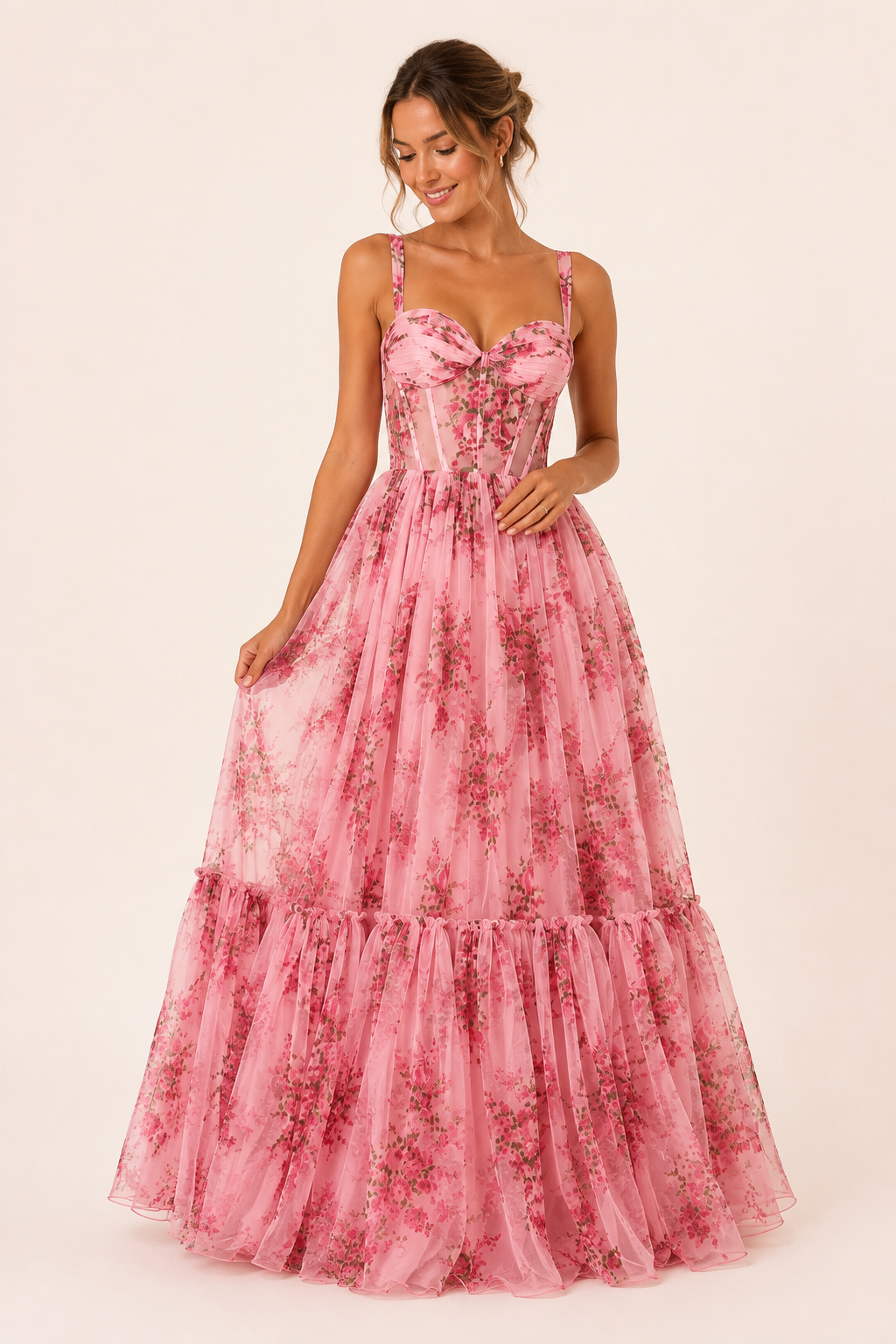Robe longue femme corset imprimé floral - Elira