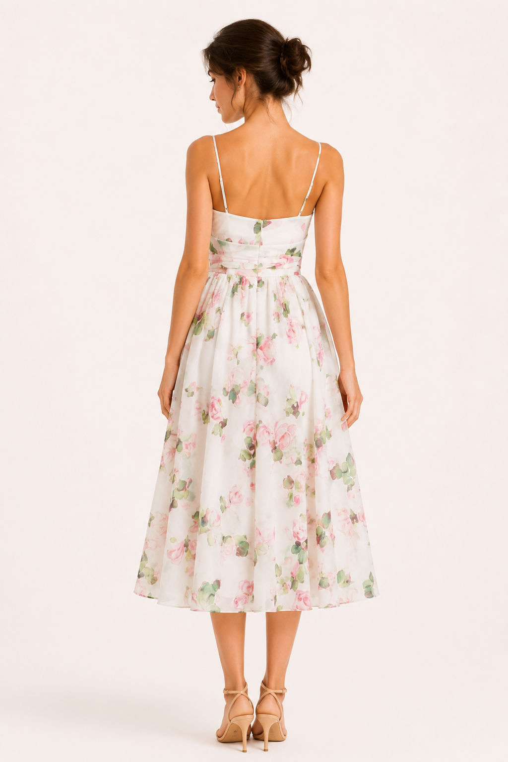 Robe midi pour femme, style floral romantique - Elira