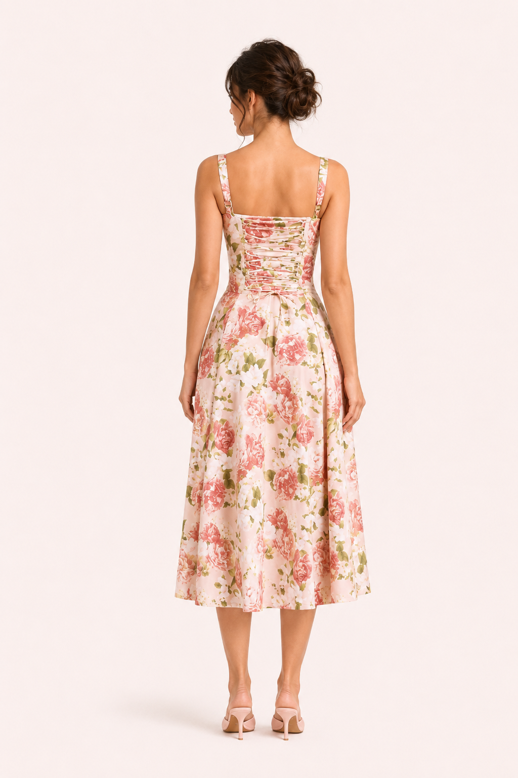 Robe midi fleurie à larges bretelles pour femme - Maren