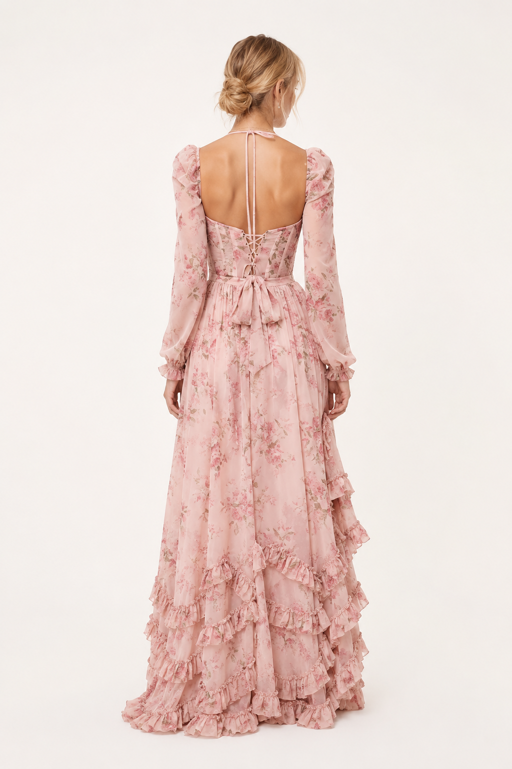 Robe à manches longues élégante et fleurie pour femmes - Romy