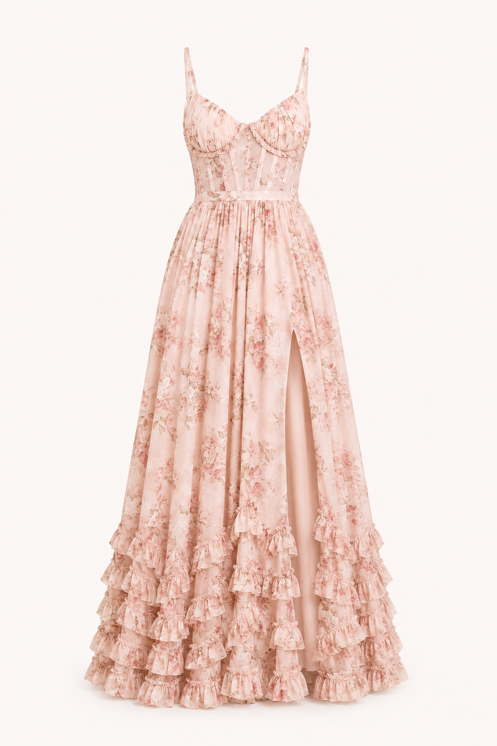 Longue robe de soirée élégante et fleurie - Elara