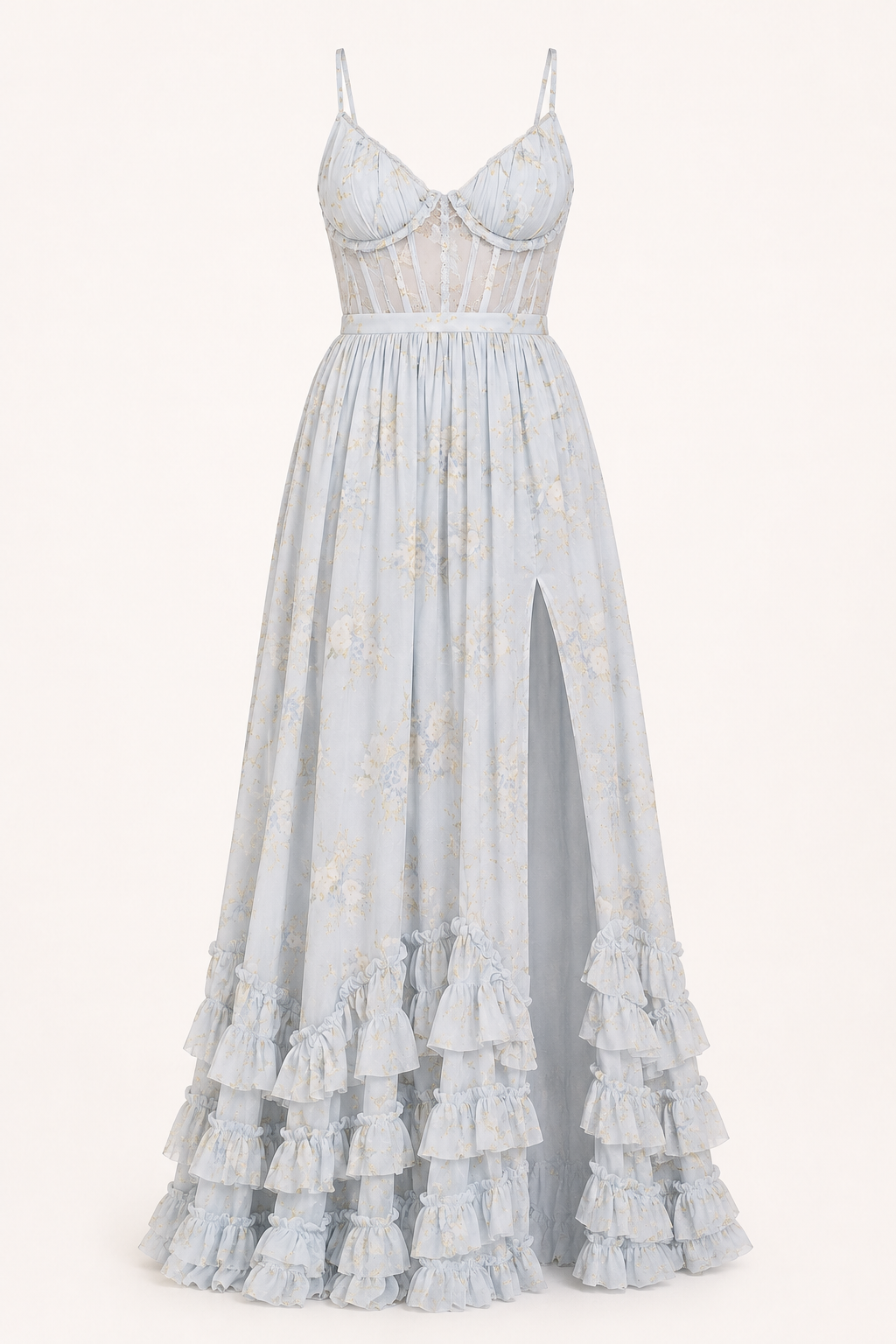 Longue robe de soirée élégante et fleurie - Elara