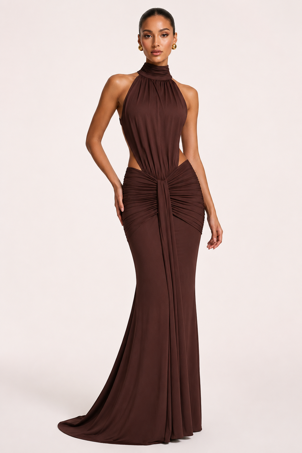 Élégante robe longue à col licou pour femmes - Klara