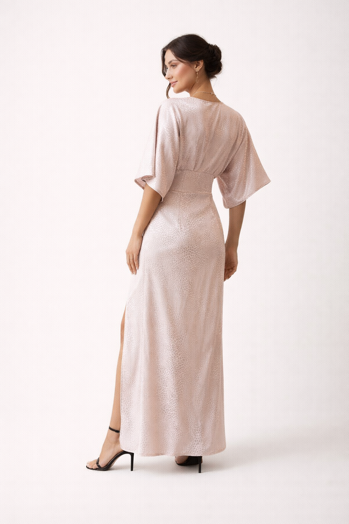 Robe longue confortable à manches courtes avec fente latérale - Fedra