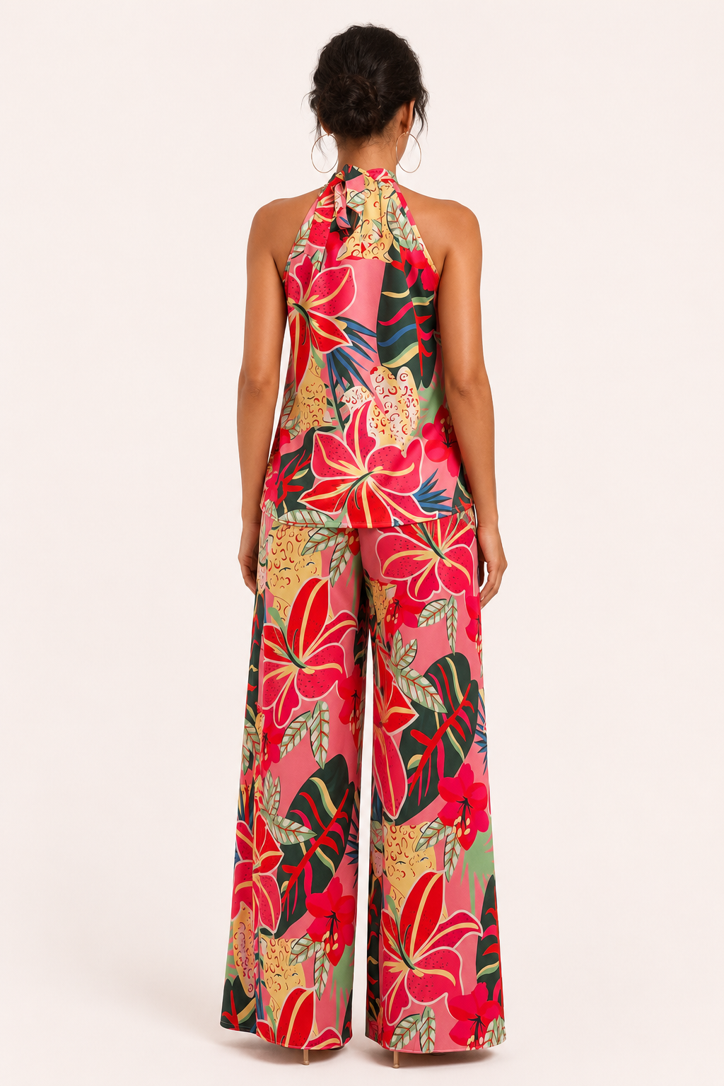 Ensemble pantalon large à imprimé floral pour femmes - Syrie