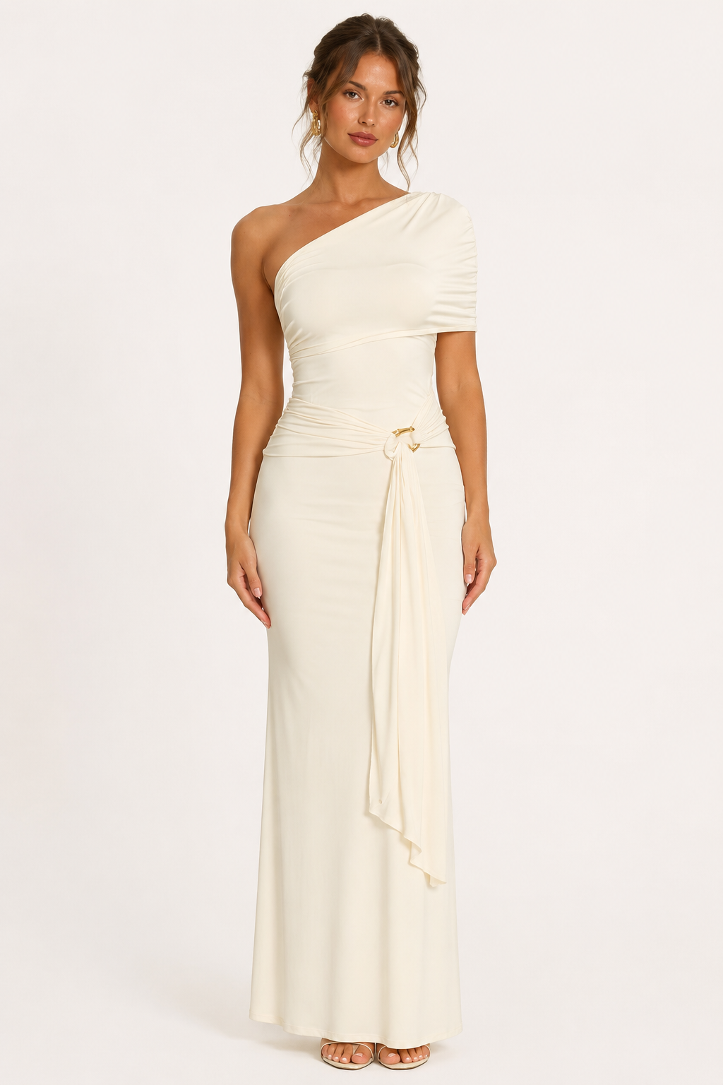 Robe longue drapée à une épaule femme - Maike