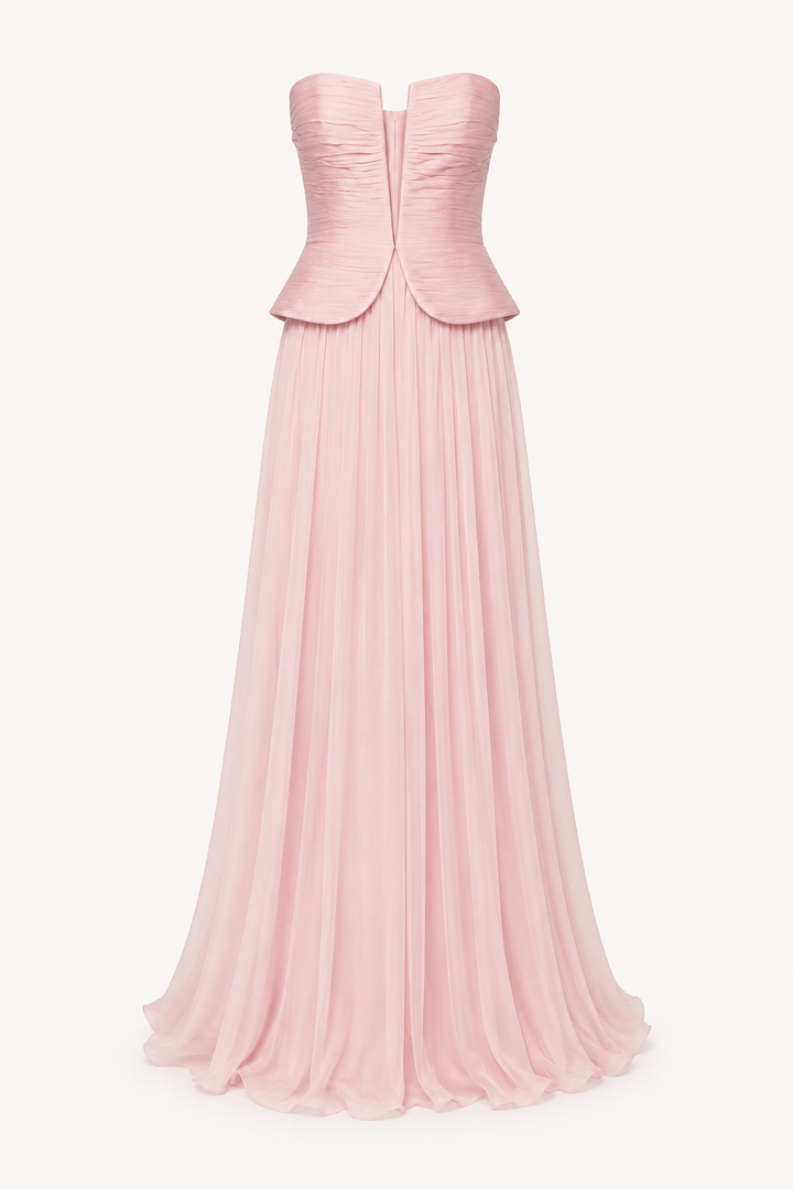 Élégante robe longue plissée à bretelles pour femmes - Enice