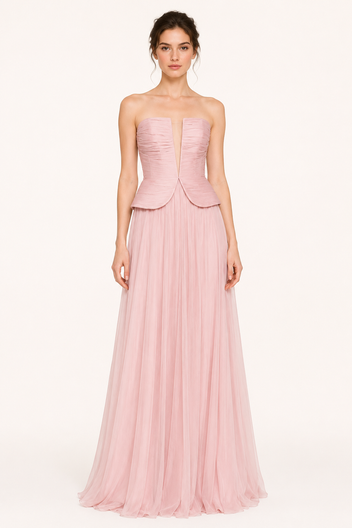 Élégante robe longue plissée à bretelles pour femmes - Enice