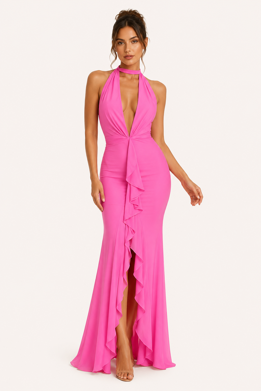 Robe longue dos nu avec fente sur le devant pour femmes - Romy