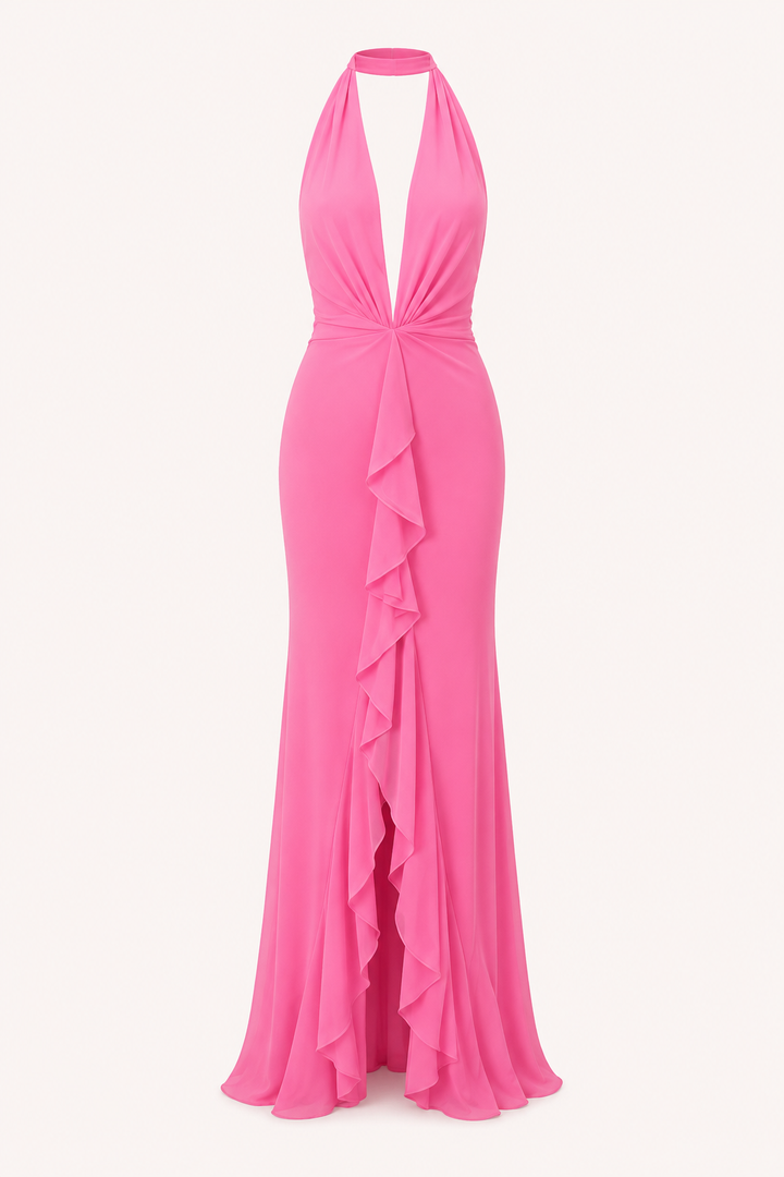 Robe longue dos nu avec fente sur le devant pour femmes - Romy