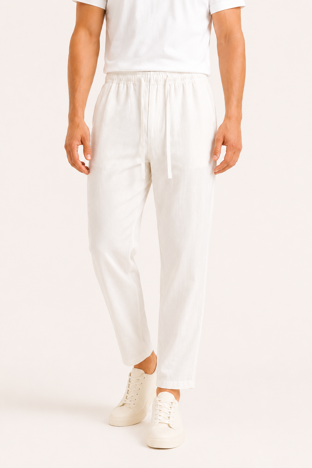 Pantalon décontracté en lin pour hommes, avec ceinture élastique - Jannik
