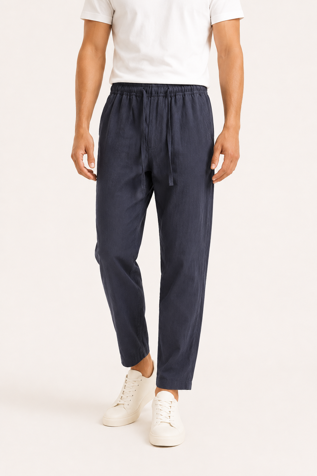 Pantalon décontracté en lin pour hommes, avec ceinture élastique - Jannik