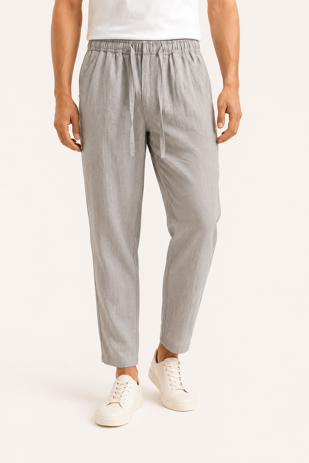 Pantalon décontracté en lin pour hommes, avec ceinture élastique - Jannik