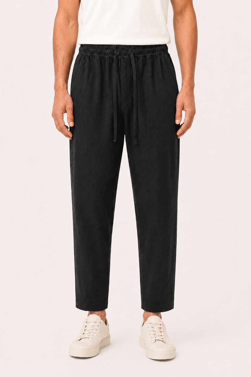 Pantalon décontracté en lin pour hommes, avec ceinture élastique - Jannik