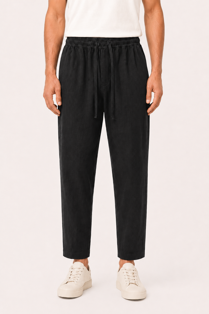 Pantalon décontracté en lin pour hommes, avec ceinture élastique - Jannik