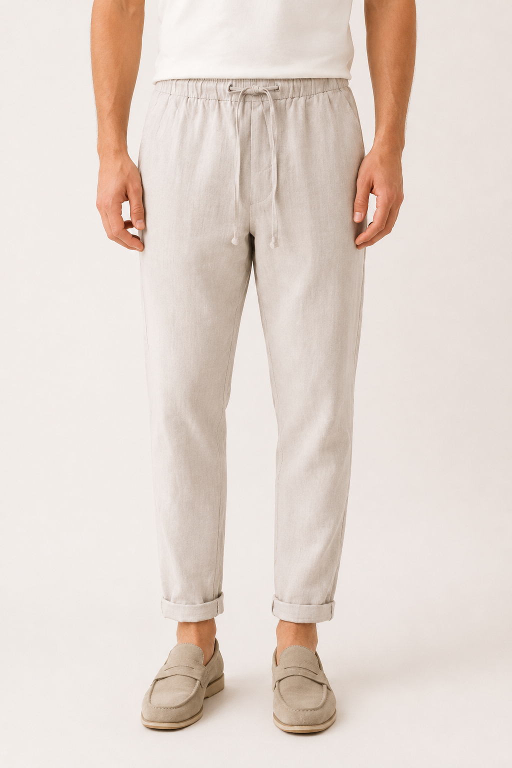 Pantalon en lin à taille élastique pour hommes - Falk