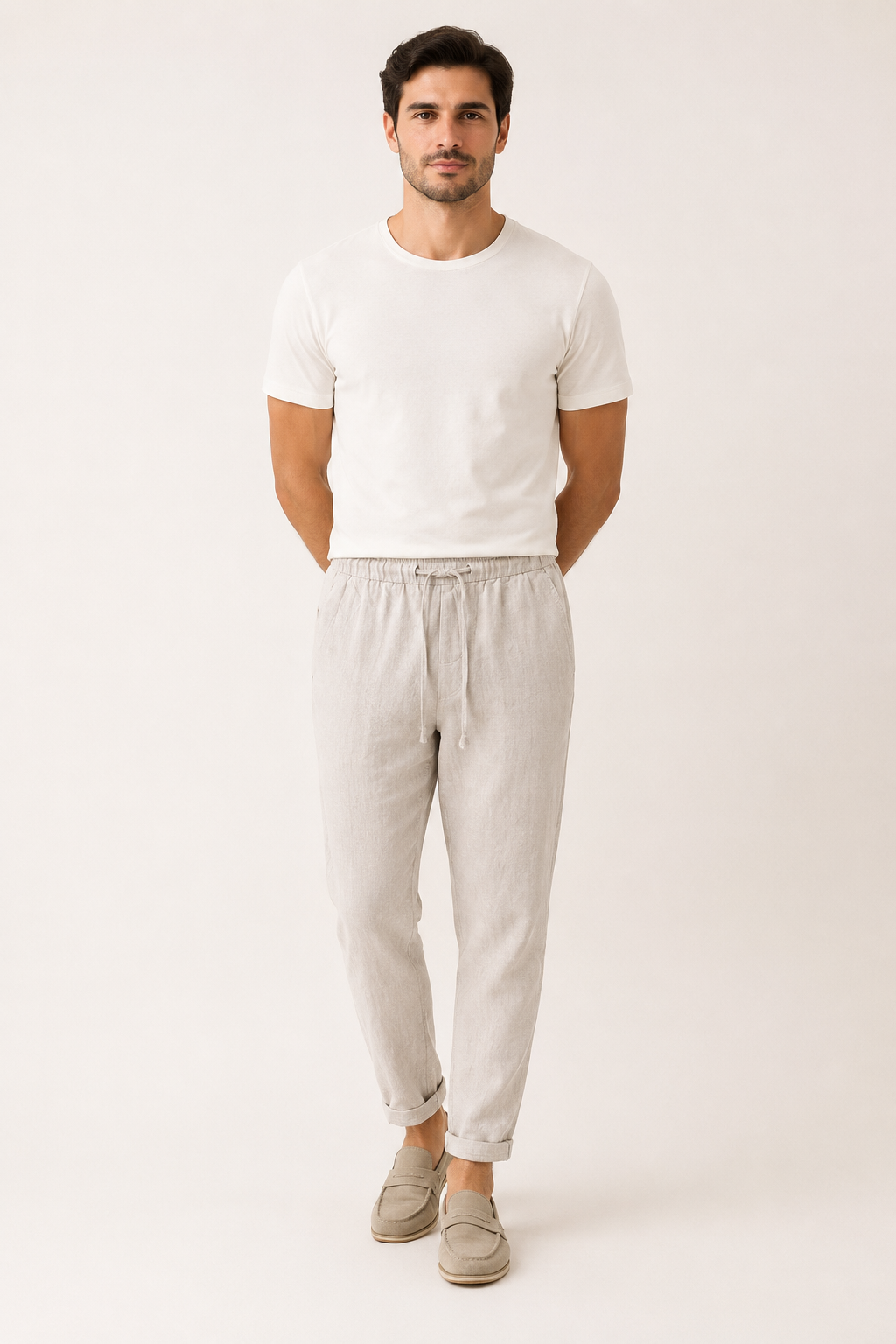 Pantalon en lin à taille élastique pour hommes - Falk
