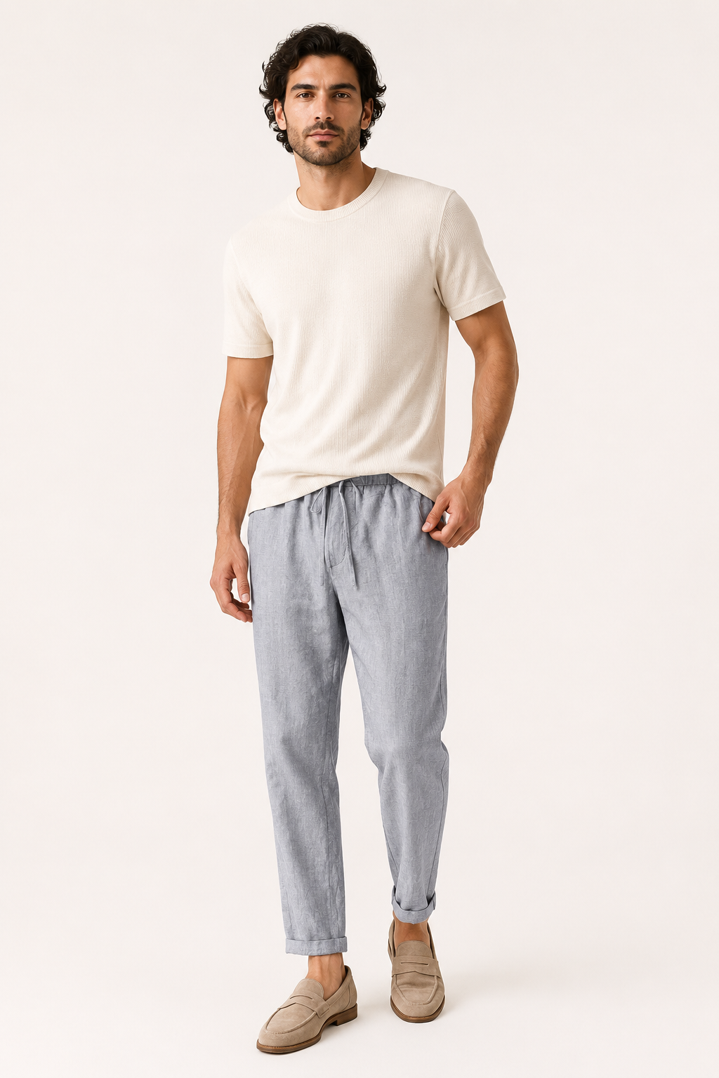 Pantalon en lin à taille élastique pour hommes - Falk