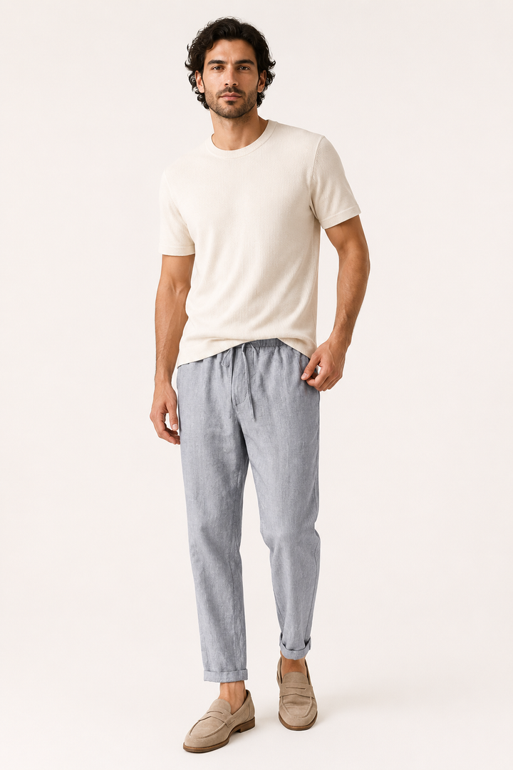 Pantalon en lin à taille élastique pour hommes - Falk