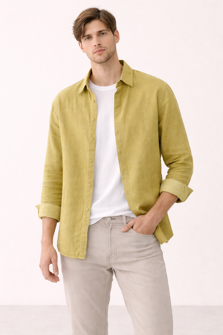 Chemise en lin à manches longues pour hommes - Harry