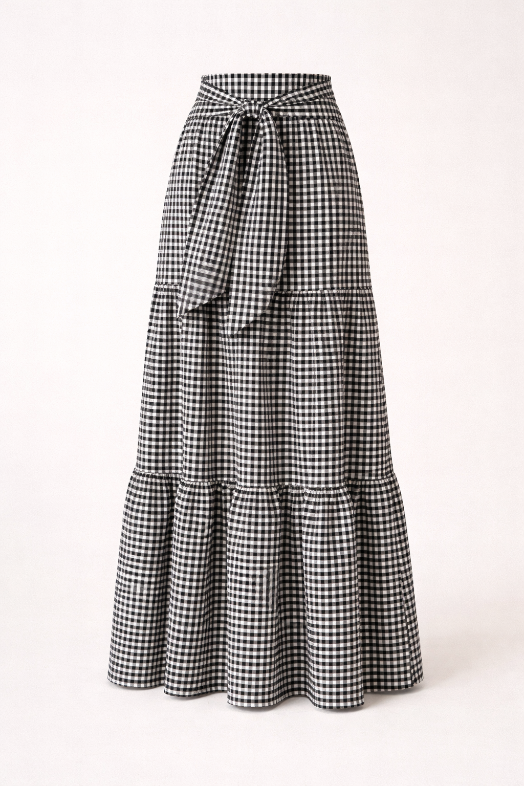 Jupe longue pour femme avec nœud à la taille et imprimé à carreaux - Ailsa
