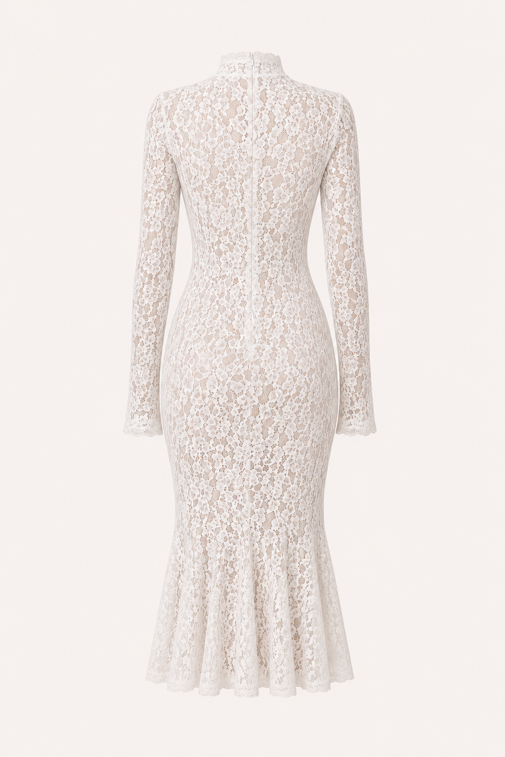 Robe midi élégante en dentelle pour femme, col montant - Samara