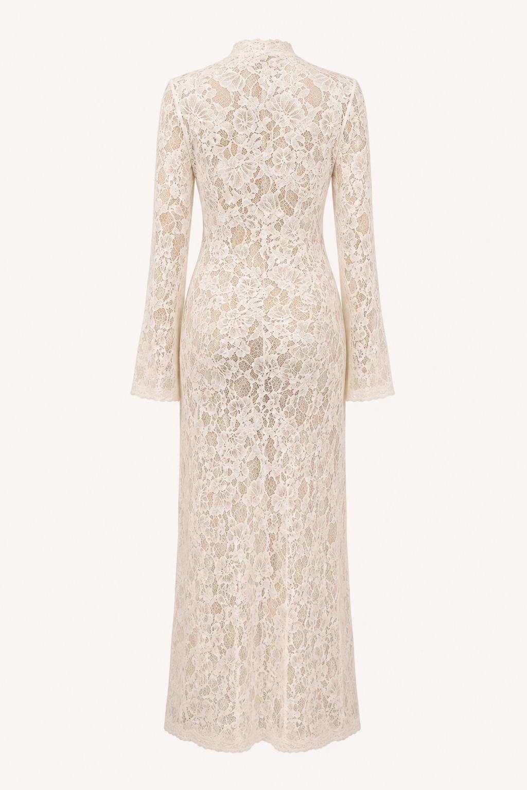 Robe longue en dentelle pour femme, décolleté croisé - Anneliese