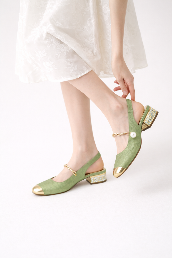 Chaussures à talon bas pour femmes, sans talon, à bout fermé - Gisela