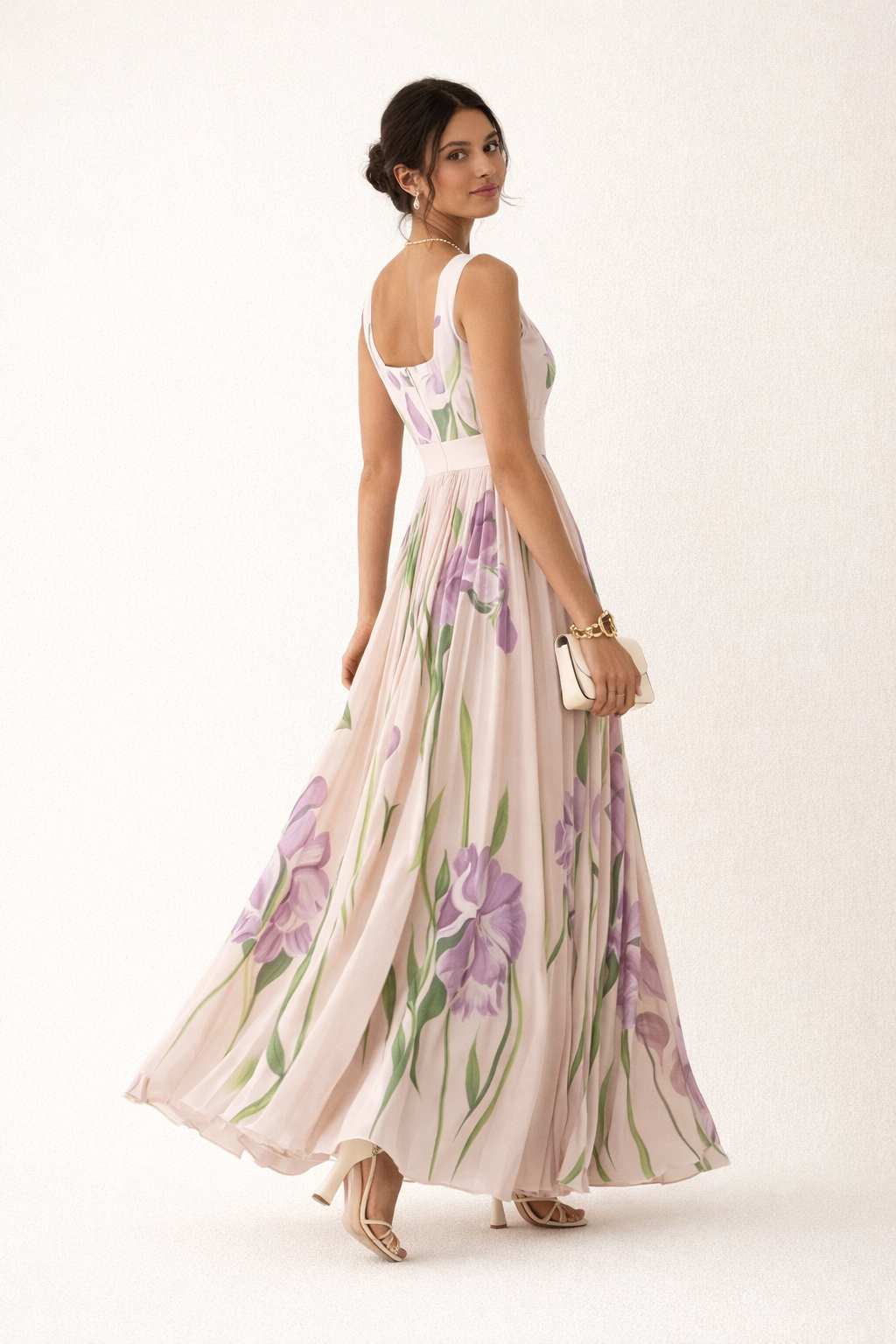 Robe d'été longue et plissée à fleurs pour femmes - Leonore