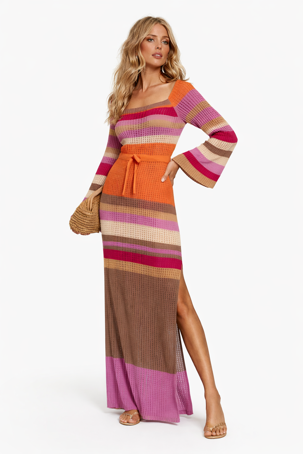 Robe en maille à encolure droite ouverte pour femme - Sophie
