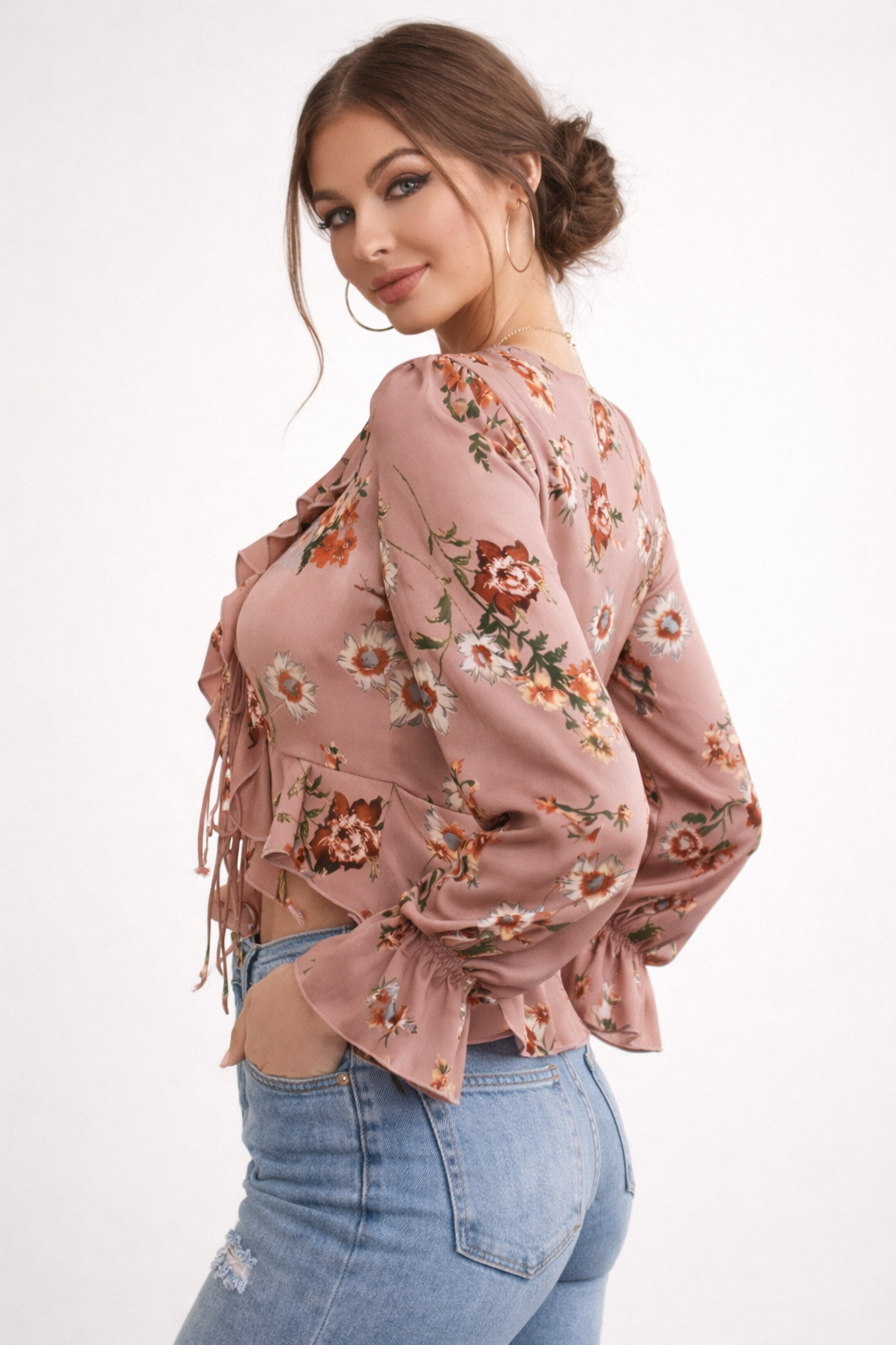 Chemisier à volants imprimé floral pour femmes - Lily