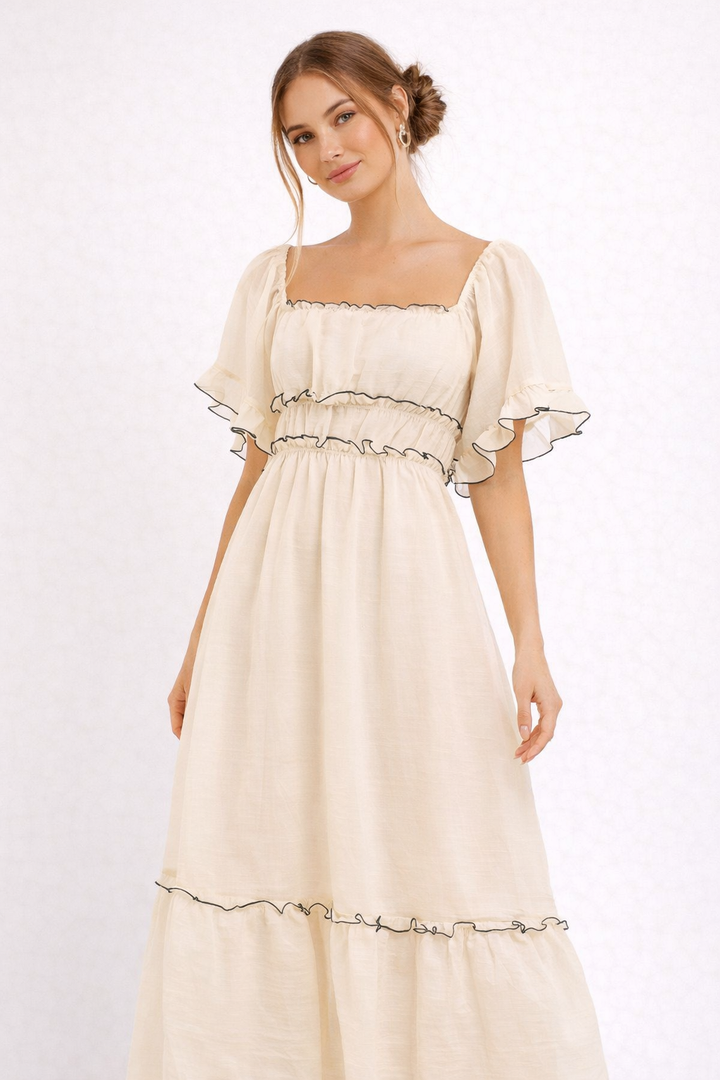 Robe midi élégante et romantique pour femme - Elisa