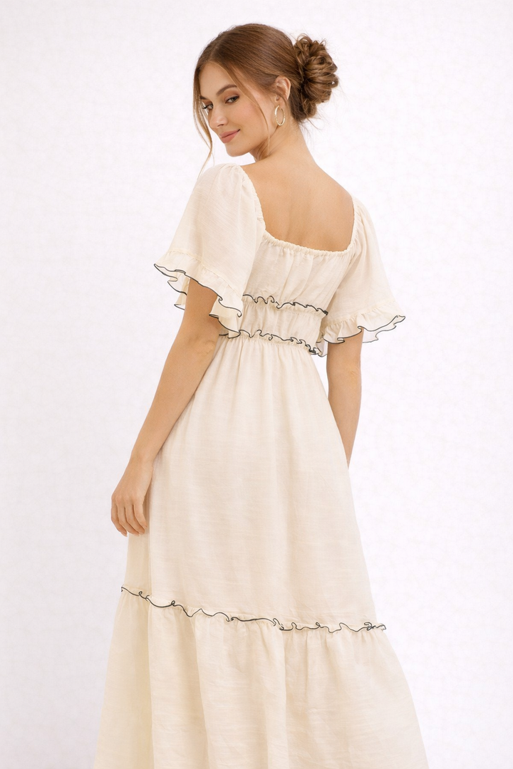 Robe midi élégante et romantique pour femme - Elisa