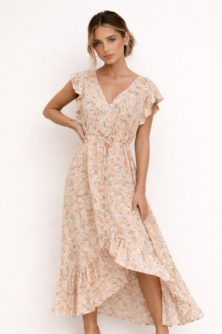 Robe midi élégante à imprimé floral pour femmes - Paula