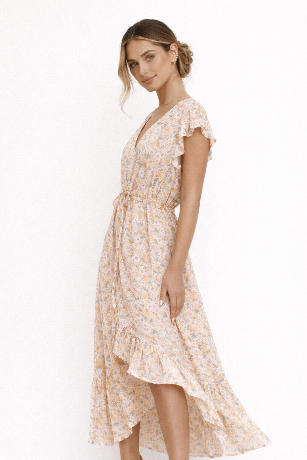 Robe midi élégante à imprimé floral pour femmes - Paula